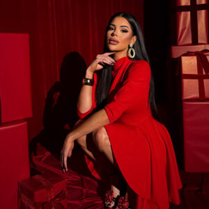 Červené vánoční šaty GROUND s dlouhým rukávem