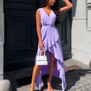 Fialové šaty DAMYES s volánem Velikost: ONESIZE