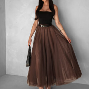 Hnědá dlouhá tylová sukně LETTEW Velikost: ONESIZE