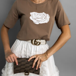 Hnědé bavlněné tričko TOLISE s potiskem Velikost: ONESIZE