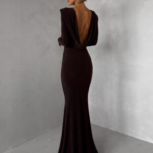 Hnědé společenské dlouhé šaty BRINOVA Velikost: ONESIZE