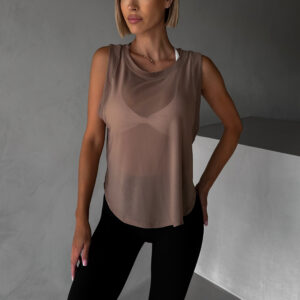 Hnědé vzdušné sportovní fitness tílko ZALINA Velikost: M