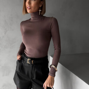 Hnědý rolák KIMZI s dlouhým rukávem Velikost: ONESIZE