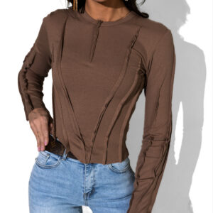 Hnědý top YARIM s dlouhým rukávem Velikost: S/M