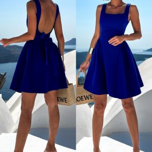 Královsky modré vypasované krátké šaty ULJANA Velikost: ONESIZE