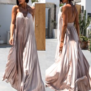 Krémové lesklé elegantní šaty AUSTERE Velikost: ONESIZE