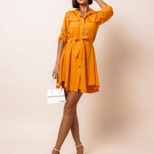 Oranžové lehké šaty FOGGY s knoflíky Velikost: ONESIZE