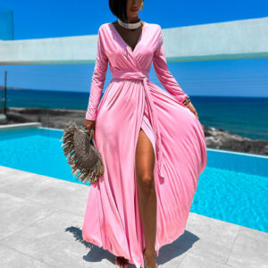 Růžové dlouhé elegantní šaty JOELLIAN Velikost: ONESIZE