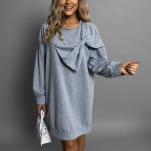 Šedá oversized mikina BONTRIX s mašlí Velikost: ONESIZE