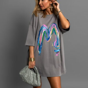 Šedé oversize triko PACHOM 100% bavlna Velikost: ONESIZE