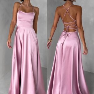 Starorůžové dlouhé plesové šaty CELLINES se šněrováním Velikost: S