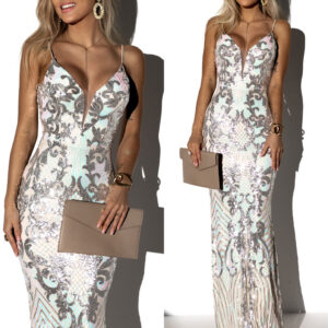 Stříbrné elegantní šaty LAMIA s flitry Velikost: L