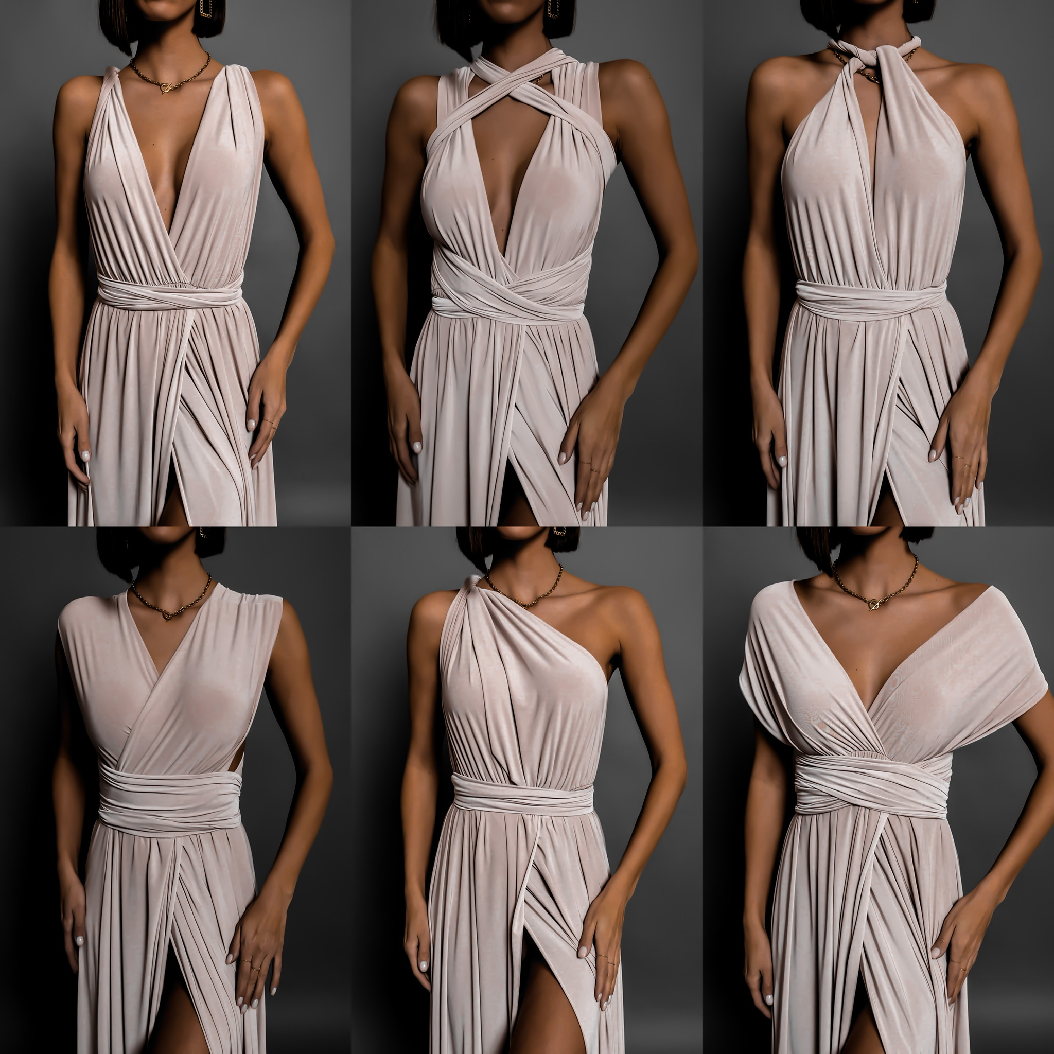 Světle růžové dlouhé šaty KATIE s vázáním - Obrázek 3