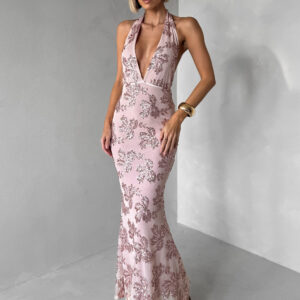 Světle růžové společenské dlouhé šaty SIONARI Velikost: ONESIZE