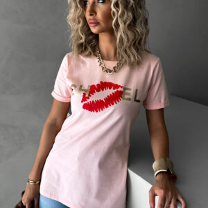 Světle růžové triko CHANELLO s potiskem Velikost: ONESIZE