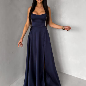 Tmavě modré dlouhé plesové šaty CELLINES se šněrováním Velikost: S