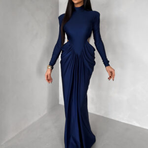 Tmavě modré společenské tvarující šaty ROTORO s průstřihy Velikost: ONESIZE