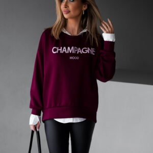 Vínová mikina DRITON s nápisem champagne Velikost: ONESIZE