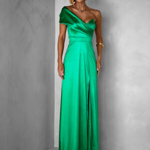 Zelené dlouhé asymetrické společenské šaty SIMONE Velikost: ONESIZE