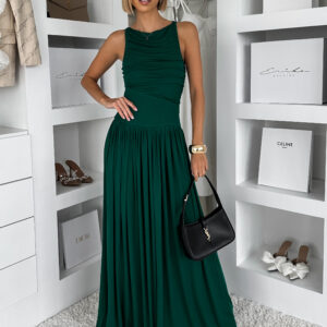 Zelené elegantní dlouhé šaty LORAVIA Velikost: M