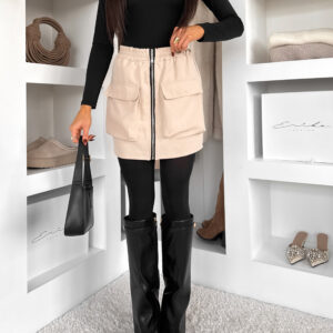 Béžová krátká sukně GLIMARO na zip Velikost: ONESIZE