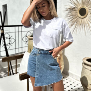 Bílé bavlněné tričko ZALMAI s kapsičkou Velikost: ONESIZE