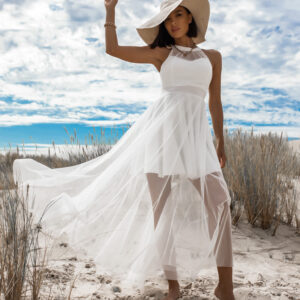 Bílé dlouhé šaty CINDERELLA s tylovou sukní