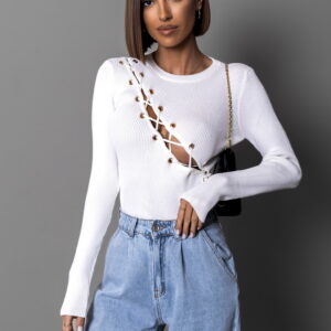 Bílé stylové šněrovací body METIN Velikost: ONESIZE