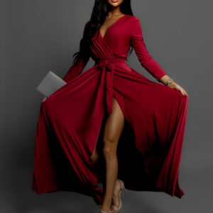 Bordó dlouhé elegantní šaty JOELLIAN Velikost: ONESIZE