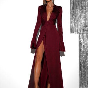 Bordó dlouhé večerní šaty CARDAN Velikost: ONESIZE