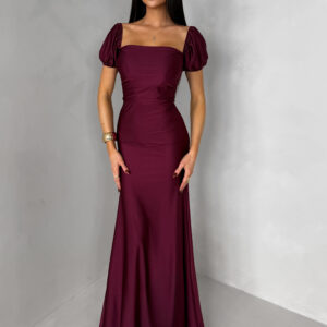 Bordó společenské dlouhé plesové šaty LUNZARO Velikost: ONESIZE