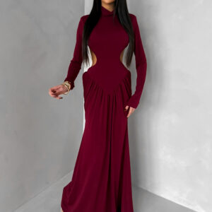 Bordó společenské dlouhé šaty EVANIE s průstřihy Velikost: ONESIZE