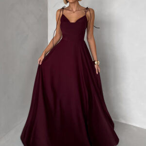 Bordó společenské dlouhé šaty LERDISEL na ramínka Velikost: ONESIZE