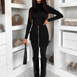 Černá mini krátká sukně GLIMARO na zip Velikost: ONESIZE