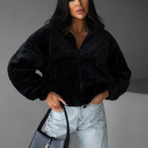 Černá plyšová mikina AZRIEL Velikost: L/XL