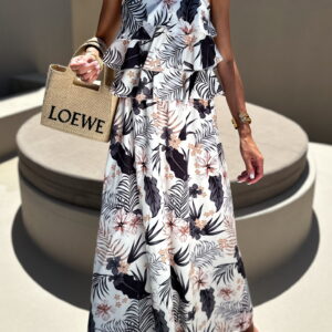 Černé dlouhé elegantní šaty EFRAIM s volánky Velikost: ONESIZE