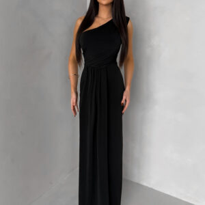 Černé elegantní asymetrické dlouhé šaty DIETER Velikost: ONESIZE