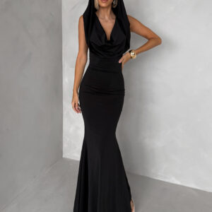 Černé elegantní dlouhé variabilní šaty VELIQUE Velikost: ONESIZE