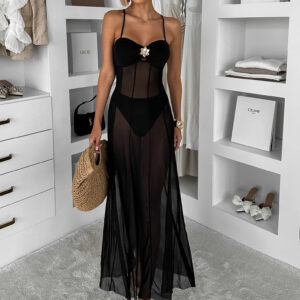 Černé průhledné dlouhé šaty EMVARK Velikost: M/L