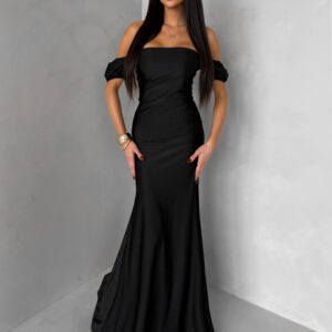 Černé společenské dlouhé plesové šaty LUNZARO Velikost: ONESIZE