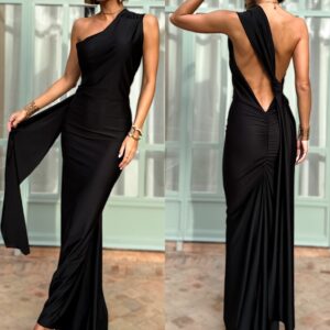 Černé večerní dlouhé šaty TEREUSU s odhalenými zády Velikost: ONESIZE