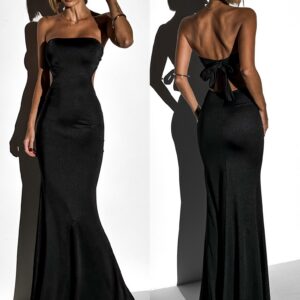 Černé zeštíhlující dlouhé šaty SARANDA Velikost: ONESIZE