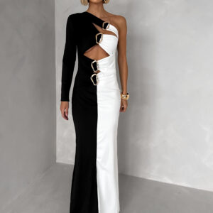 Černobílé sexy dlouhé šaty KARILETO Velikost: ONESIZE