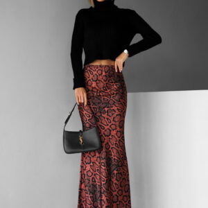 Černocihlová dlouhá saténová sukně REGENORY Velikost: ONESIZE