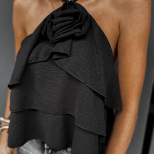 Černý elegantní top LITHES na zavazování Velikost: ONESIZE