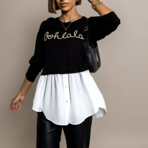 Černý svetřík se spodničkou RHAZYE Velikost: ONESIZE