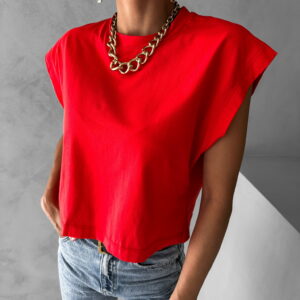 Červené basic bavlněné crop triko CONROY Velikost: ONESIZE