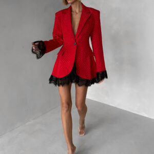 Červené elegantní sakové šaty GIACCA s krajkou Velikost: ONESIZE