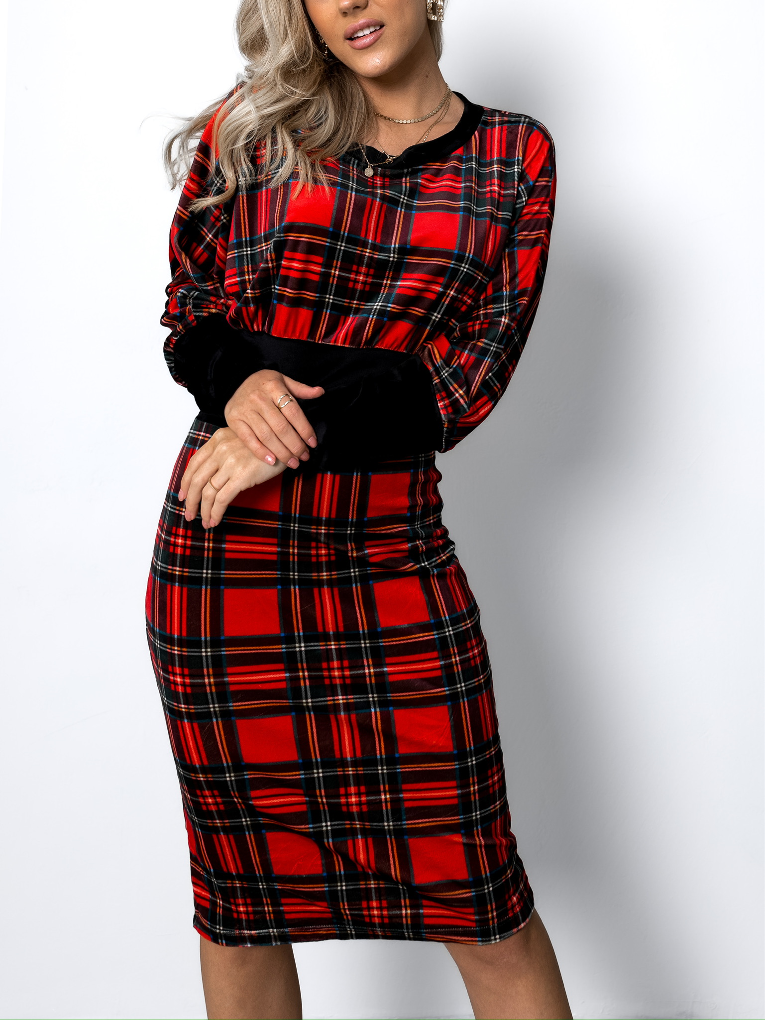 Červené kárované šaty EGERIE Velikost: ONESIZE - Obrázek 3