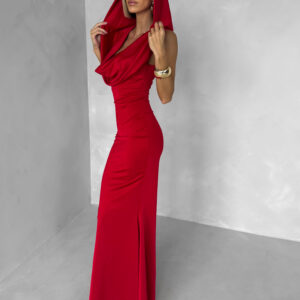 Červené společenské dlouhé šaty VELIQUE Velikost: ONESIZE